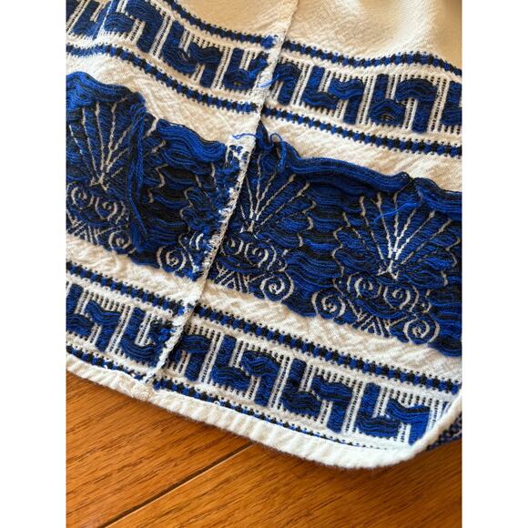 Bohemian Midi Skirt Women MED White Blue Embroidered Boho Hippie Beachy Gypsy - Picture 13 of 16